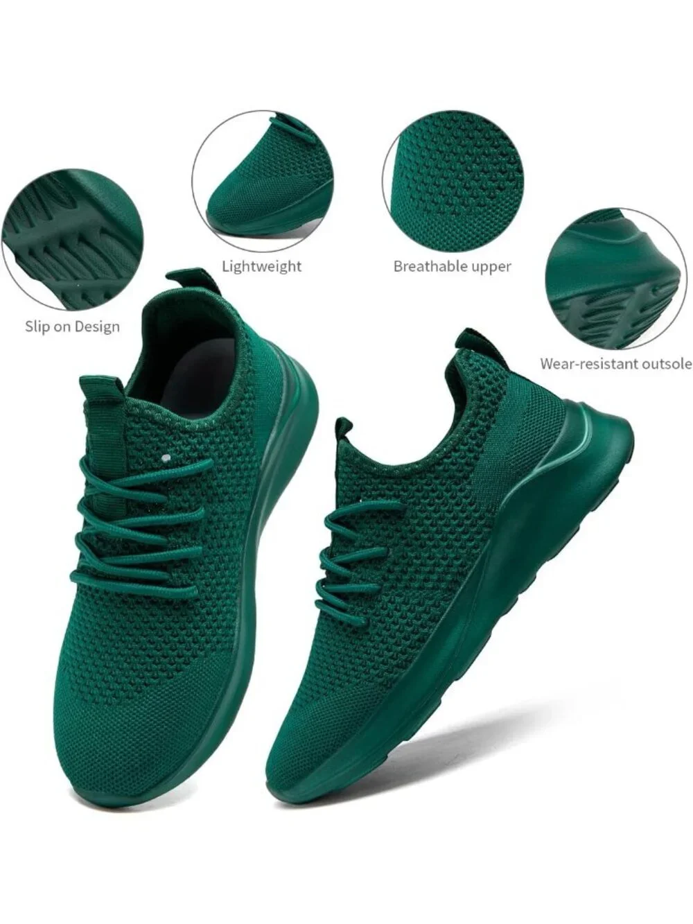 Men's Green Running Shoes Sneakers Tennis Fitness Athletic Shoes Non Slip Shoes
